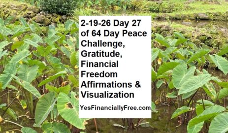 2-19-26 Day 27 of 64 Day Peace Challenge, Gratitude, Financial Freedom Affirmations & Visualization