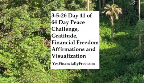 3-5-26 Day 41 of 64 Day Peace Challenge, Gratitude, Financial Freedom Affirmations and Visualization